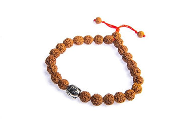 5 Mukhi Rudraksha Buddha Bracelet – Authentic Himalayan Beads | Spiritual Energy Protection Bracelet for Men & Women