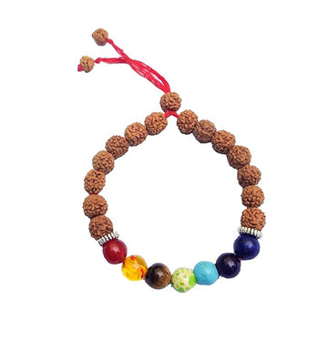 7 Chakra Rudraksha Bracelet – Original 5 Mukhi Rudraksha with Chakra Stones | Spiritual Healing Energy Bracelet for Men & Women