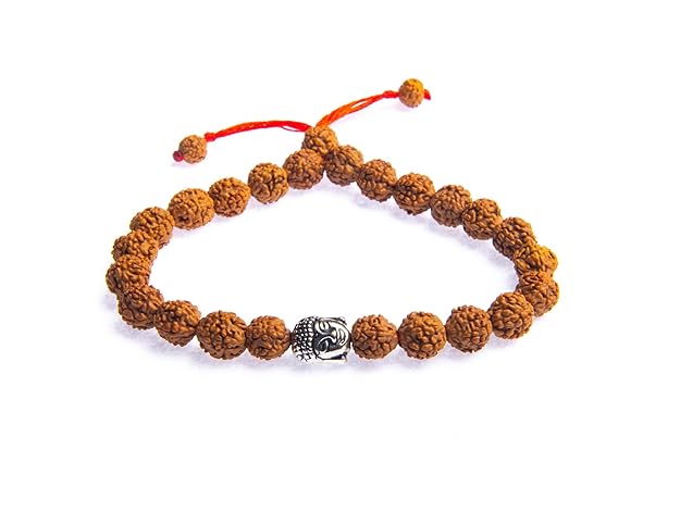 5 Mukhi Rudraksha Buddha Bracelet – Authentic Himalayan Beads | Spiritual Energy Protection Bracelet for Men & Women